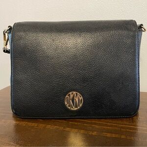 DKNY Leather Crossbody Bag with Gold-Tone Hardware